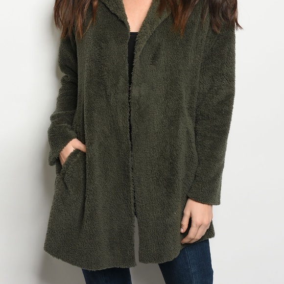 RESTOCK OLIVE Sherpa Teddy bear fleece - Hoodie - Picture 2 of 4